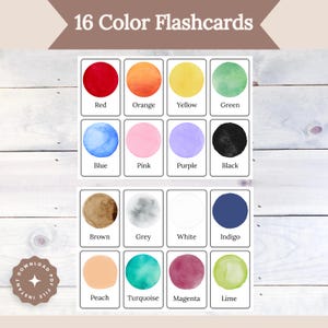 Tarjetas de colores, Aprender colores, Tarjetas preescolares, Descarga digital educativa para niños pequeños, Tarjetas educativas imprimibles para niños