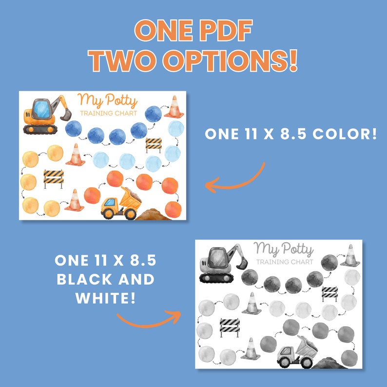 Construction Potty Training Chart: Visual Tracker, Reward System ...