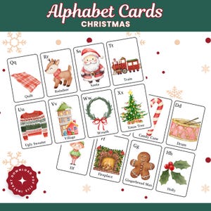 Cartes flash de Noël, Cartes alphabet, Cartes flash, Cartes flash pour enfants, Cartes flash alphabet de Noël, Activité de Noël, Jeu de Noël