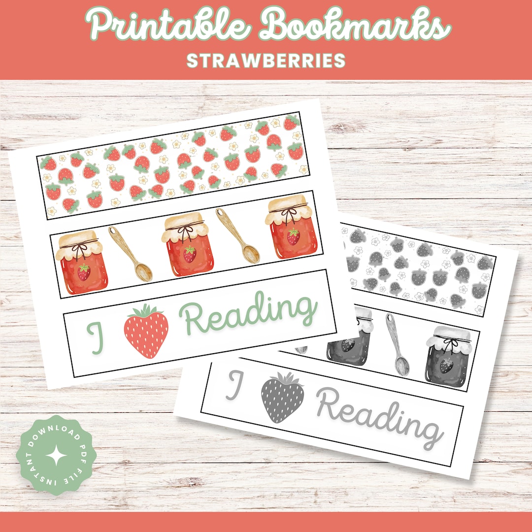 Strawberry Printable Bookmarks for Kids: Reading Tracker (PDF) - Etsy