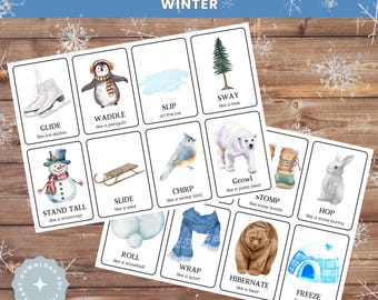 Winter Movement Cards for Kids: Preschool Activity (Digital Download)