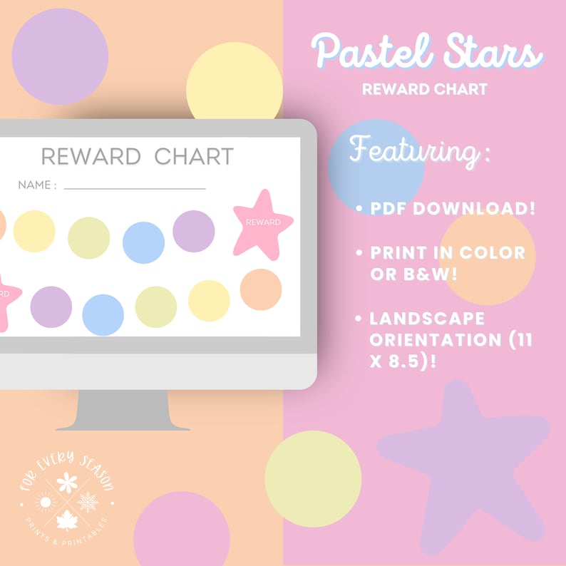 Pastel Stars Reward Chart: Kids Behavior Tracker (digital Download) - Etsy