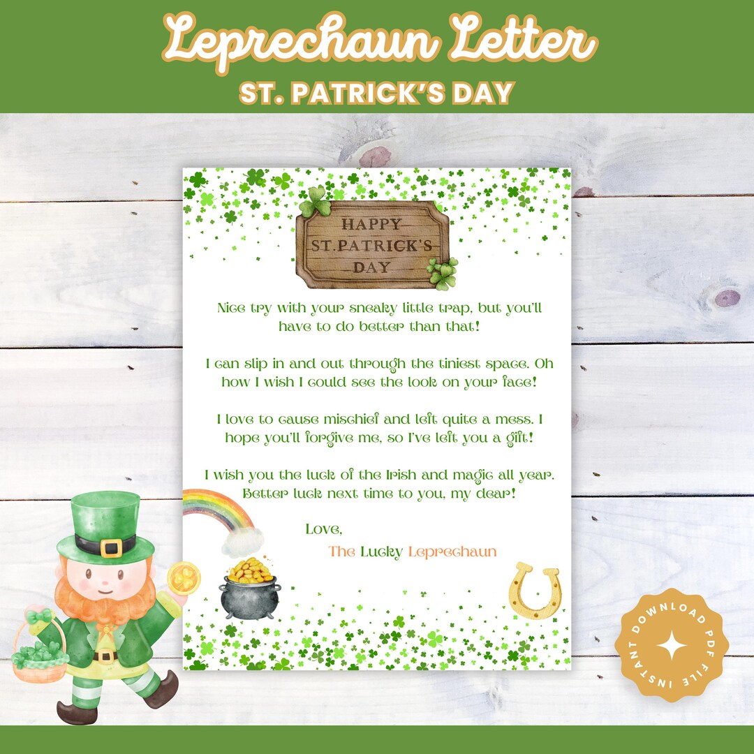 Letter Rst Patrick Leprechaun Letter: St. Patrick's Day Activity (digital Download) - Etsy