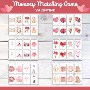 Juego de memoria de San Valentín, tarjeta de memoria, tarjetas didácticas para niños, actividad de emparejamiento, emparejamiento preescolar, tarjetas didácticas para niños, tarjetas de clasificación