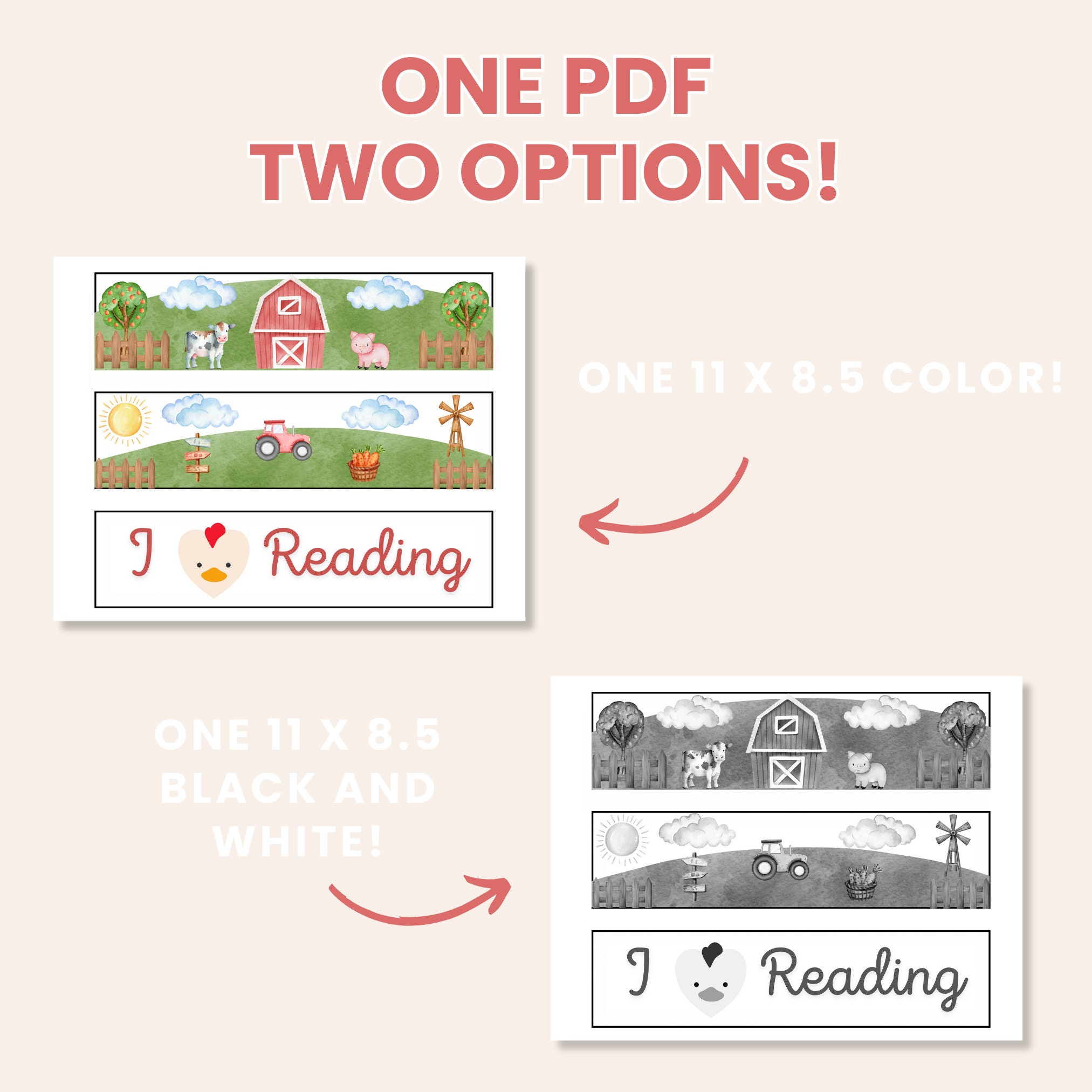 Printable Bookmarks for Kids: Farm Animals Reading Tracker (digital ...