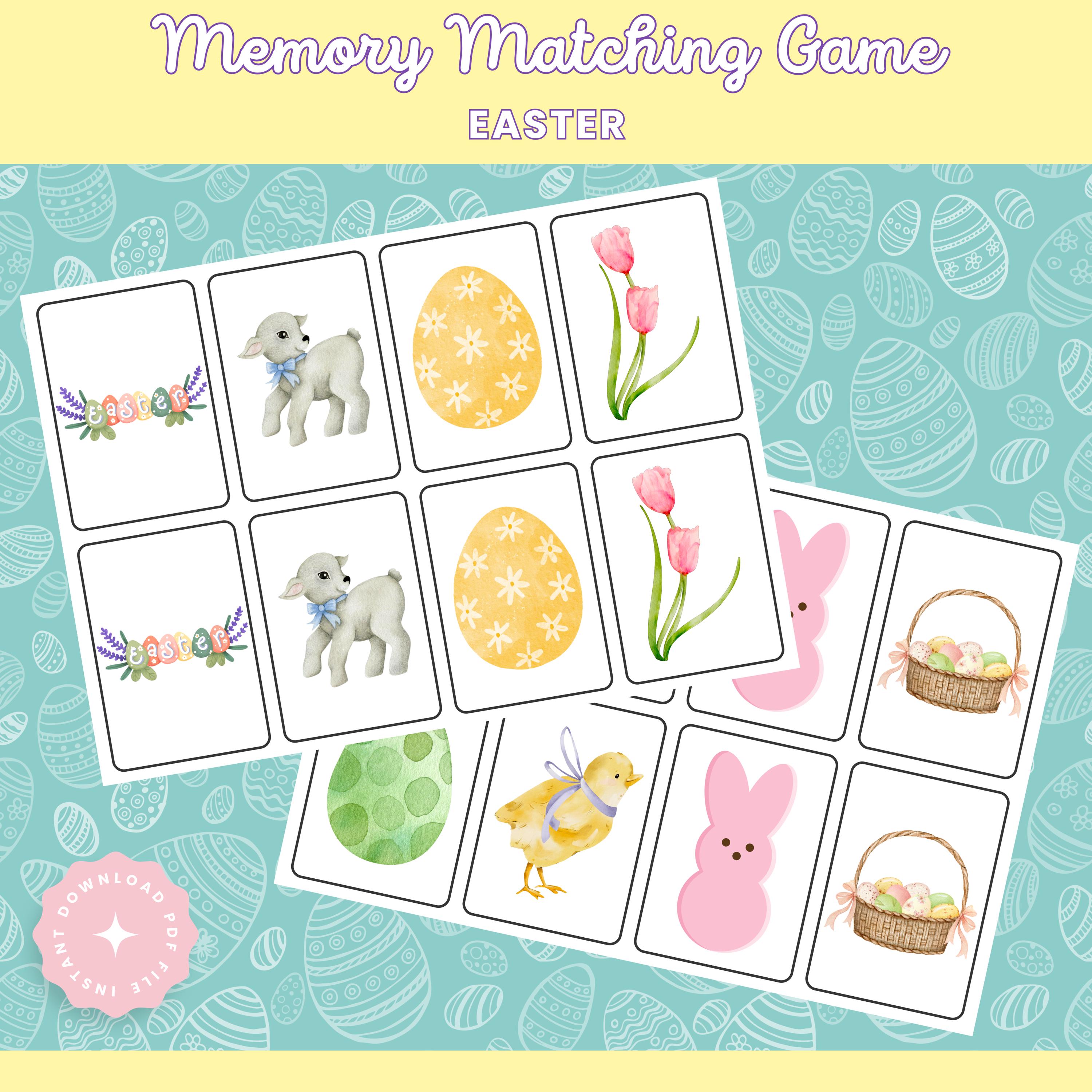 Printable Easter Memory Matching Game: Flashcards for Kids (digital ...