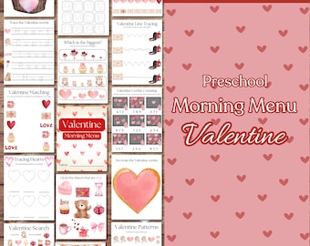 PreK Morning menu, Valentine morning menu, Toddler busy book, Morning basket, Toddler Morning Menu, Quiet book, Kindergarten morning menu