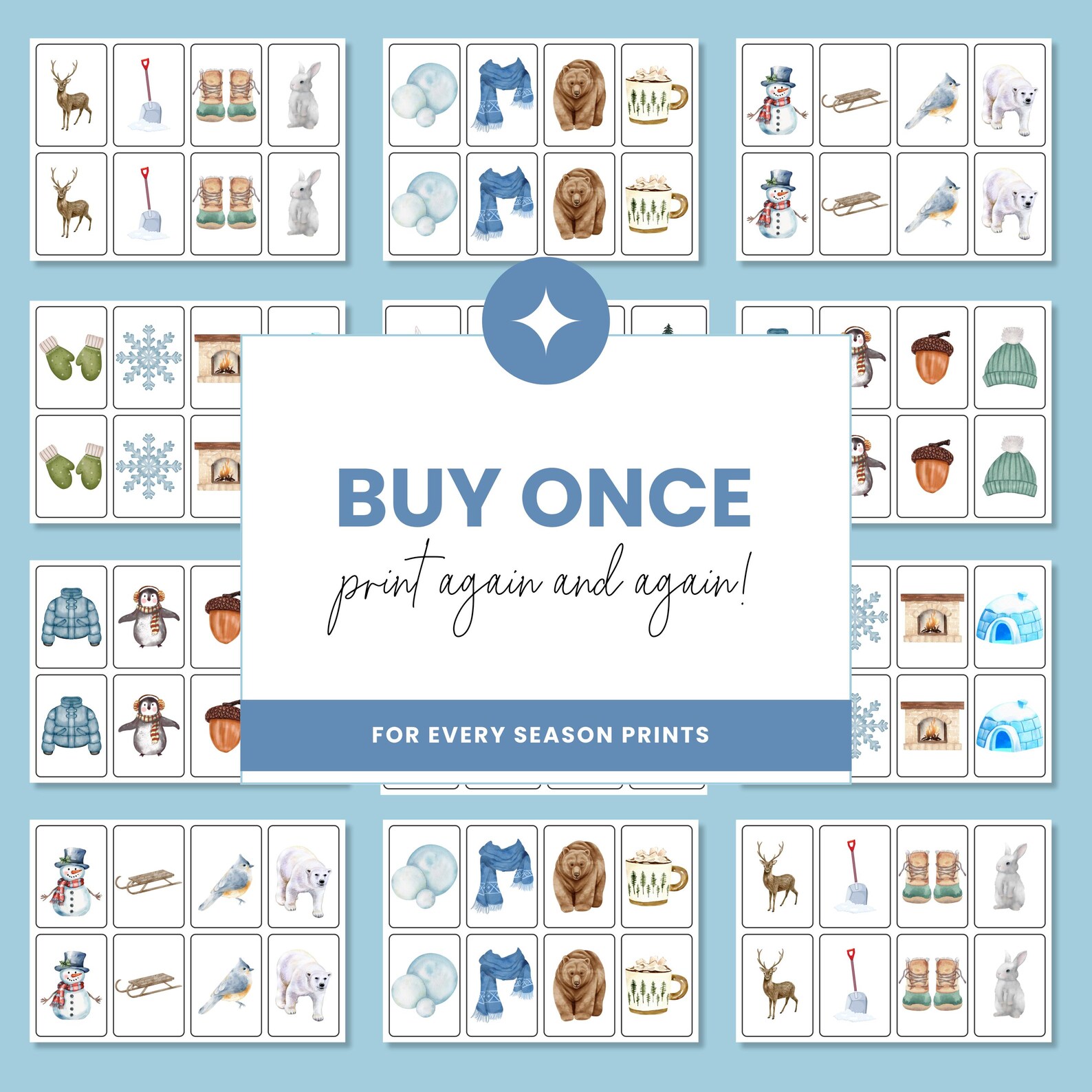 Winter Memory Winter Memory Matching Game: Printable Flashcards for Kids (PDF) - Etsy