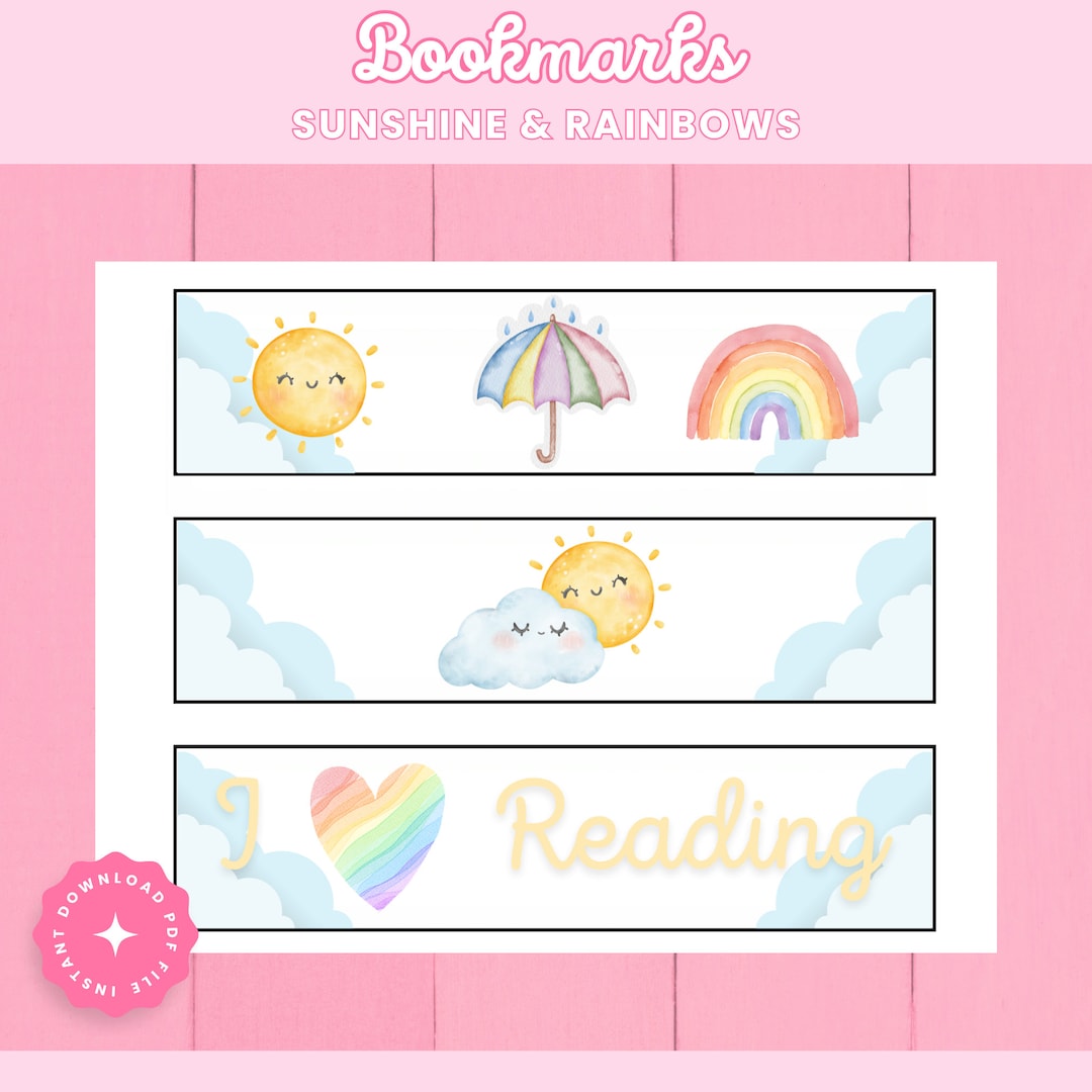 Printable Bookmarks for Kids, Sunshine Rainbows, Reading Tracker ...
