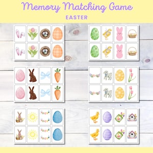 Juego de memoria de Pascua, tarjeta de memoria, tarjetas didácticas para niños, actividad de emparejamiento, emparejamiento preescolar, tarjetas didácticas para niños, tarjetas de clasificación
