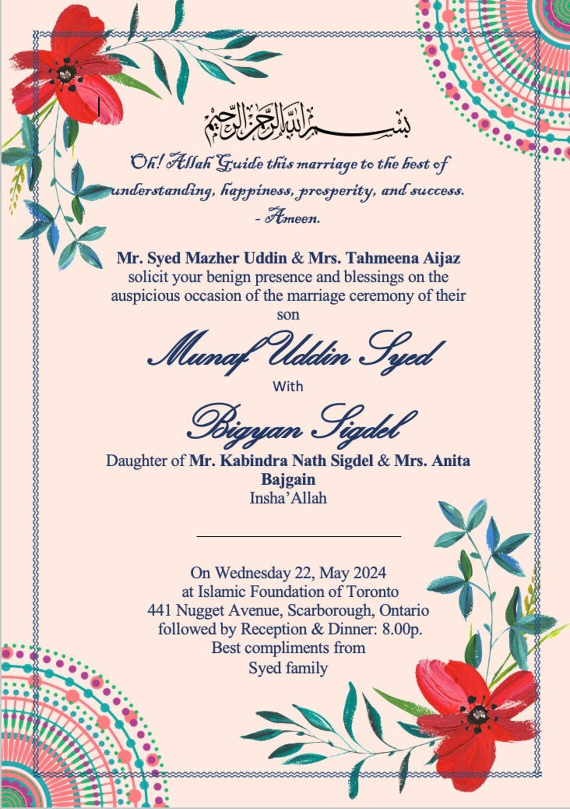 Wedding Invitations, Nikah Invitations, Invitation Templates