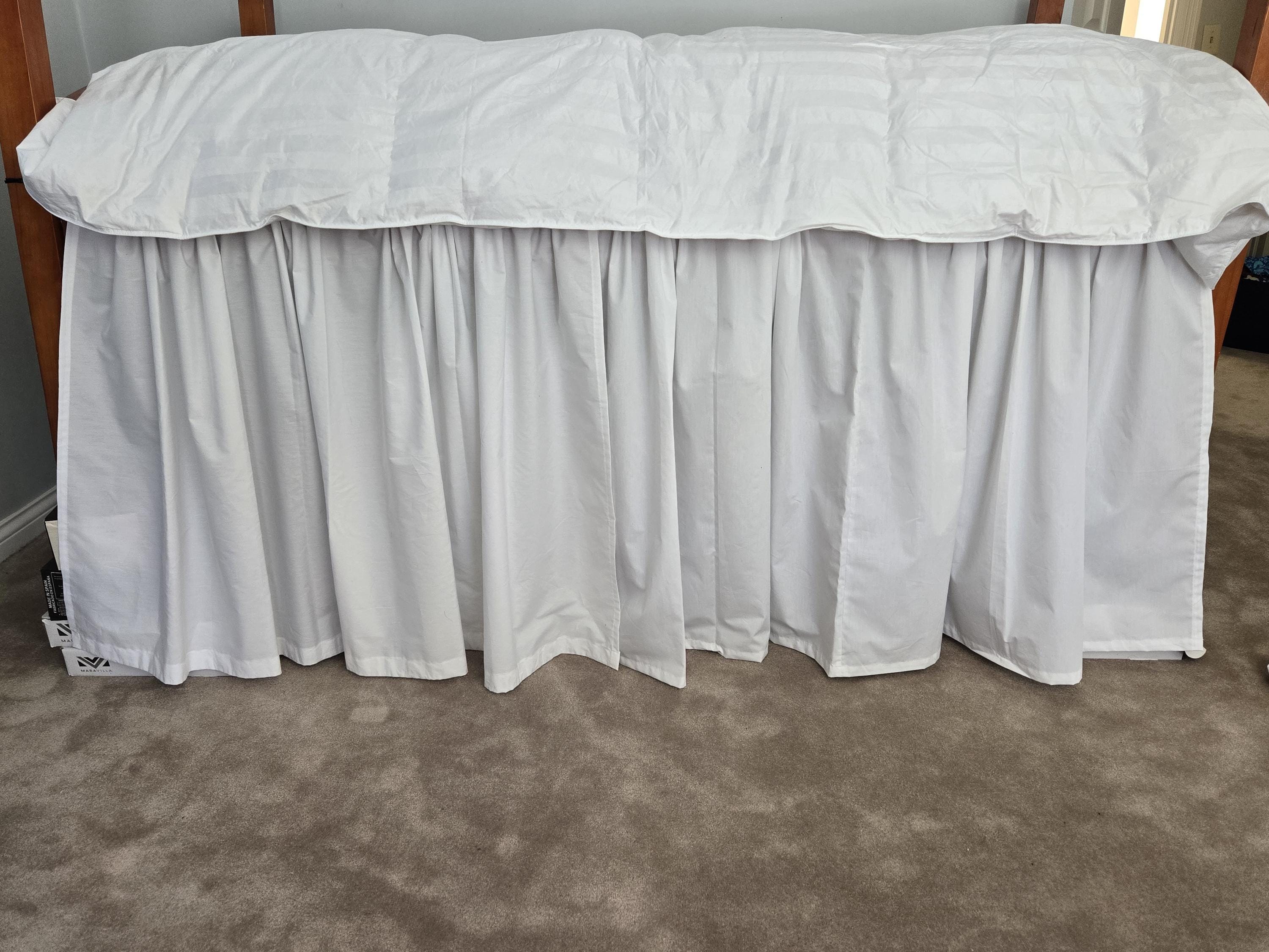 College dorm bed skirt, tall bed skirt, custom bed skirt, bed skirt panels, college dorm bedding