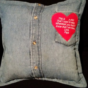 Bereavement Pillow, Bereavement Gift, Shirt Pillow, Memorial Pillow image 1