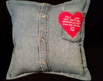 Bereavement Pillow, Bereavement Gift, Shirt Pillow, Memorial Pillow