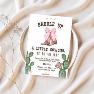 Editable Cowgirl Baby Shower Invitation, Girl Rodeo Baby Shower Invite, Western Digital Printable Canva Template Instant Download