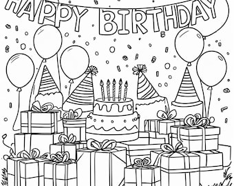 Birthday Party Coloring Pages: Fun Kids Activity (PDF)