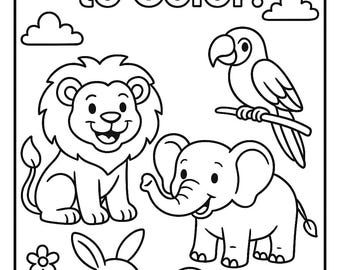 Fun Animals to Color! - Printable Kids Coloring Book - Digital Download - 10 Pages