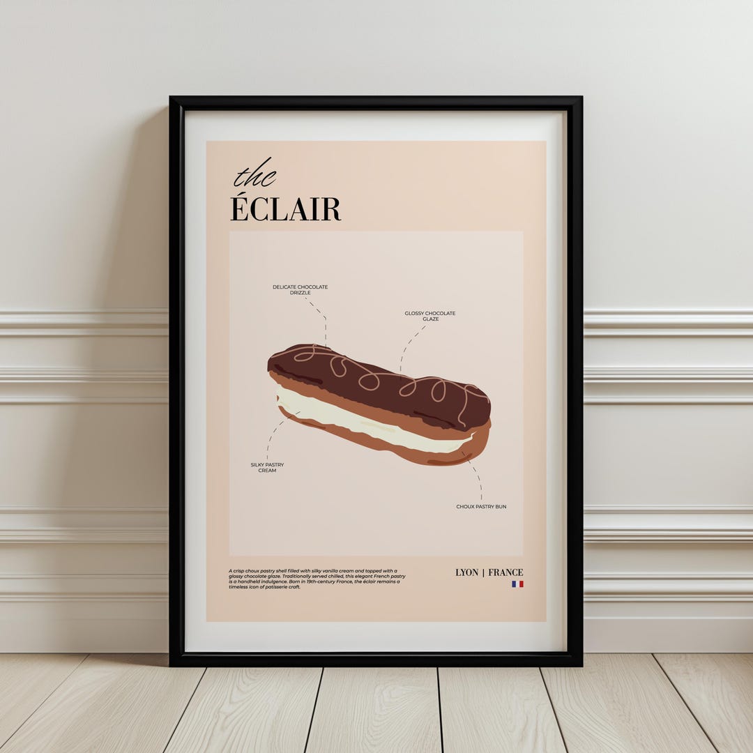 Eclair Dessert Print - Kitchen & Dining Wall Art Poster - Etsy