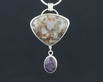 Lake Superior Moss Agate and Thunder Bay Amethyst Necklace