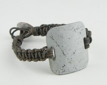Enameled and Copper Bracelet-Grey
