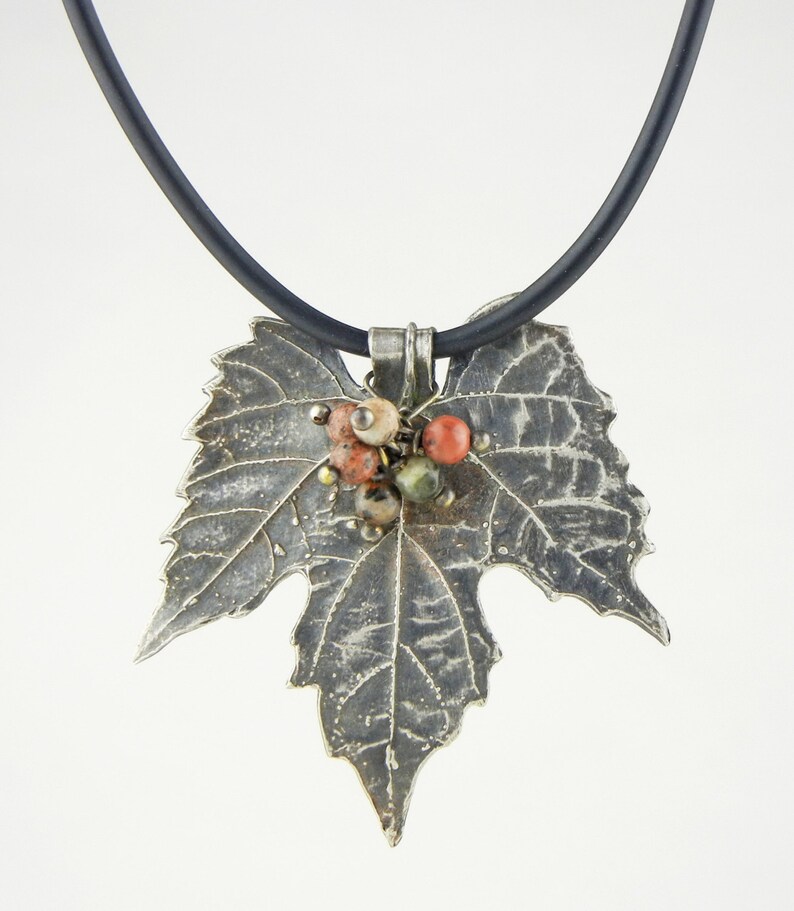 Fine Silver Grape Leaf necklace image 1