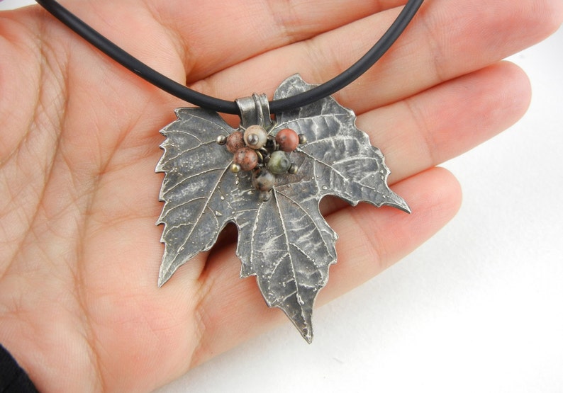 Fine Silver Grape Leaf necklace image 2