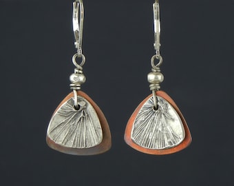 Silver and Copper Layered Earrings