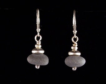 Lake Superior , Minnesota Beach stone drop earrings