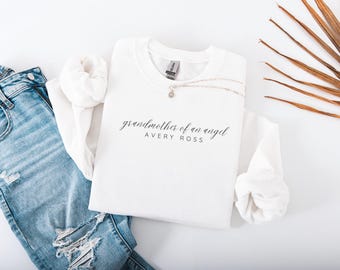 Camiseta personalizada da avó de um anjo, mamãe de um anjo, moletom personalizado para perda infantil, presente de lembrança de perda infantil, presente de perda de bebê