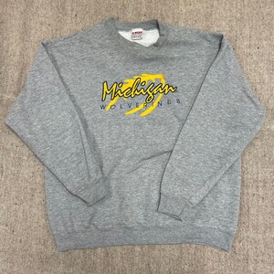 Vintage Michigan Wolverines Sweatshirt Men Large Grey 1990s B-Wear Sportswear