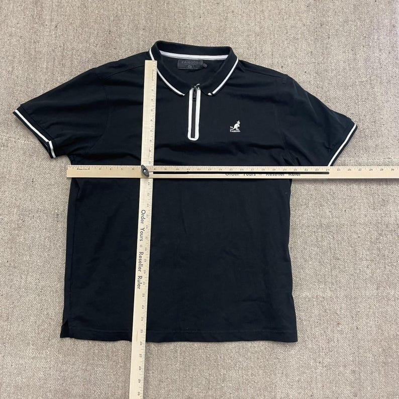 vintage Kangol-poloshirt heren grote zwarte jaren 2000 y2k 1/4 zip afbeelding 8