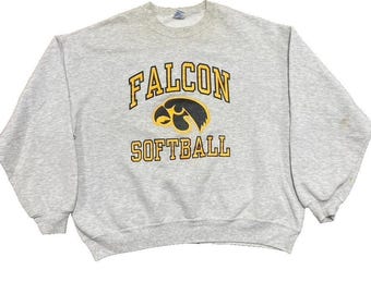 Felpa vintage Iowa Hawkeyes da uomo, taglia 2XL, grigia, anni '90, Falcon Softball