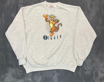 Vintage TIgger sweatshirt mens XL Gray 1990s Disney Winnie the phoo