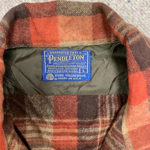 Vintage Pendleton Wool button up shirt mens large orange 1970s plaid image 4