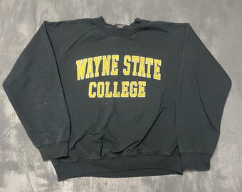 Bluza męska vintage Wayne State College, rozmiar M, czarna, lata 2000., y2k