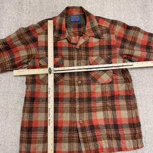 Vintage Pendleton Wool button up shirt mens large orange 1970s plaid image 6