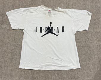 vintage Nike Air Jordan shirt heren medium wit jaren 90 grijs tag VS enkele steek