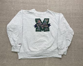 vintage Montana State sweatshirt mens Large Gray 1990s M Jansport