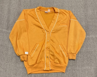 Vintage Nike Cardigan Mens Medium Yellow 1990s Gray tab button up
