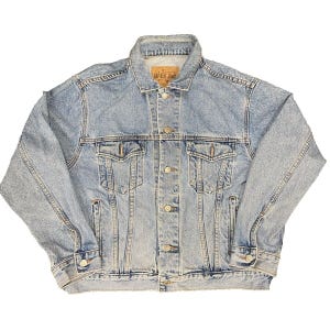 vintage gap denim jacket mens medium blue 1990s horse western native back