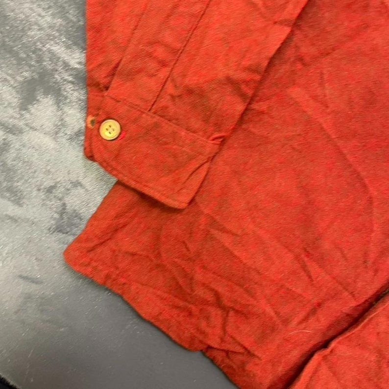 vintage Pendleton wool flannel shirt Mens Small red 1990s loop collar pockets image 6