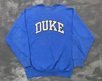 Moletom vintage da Universidade Duke, masculino, tamanho grande, azul, anos 2000, estilo anos 2000 (Y2K).