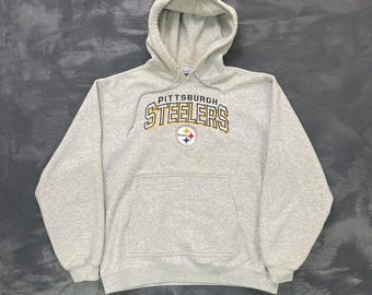 Moletom vintage Pittsburgh Steelers masculino tamanho médio cinza anos 2000/Y2K NFL Reebok