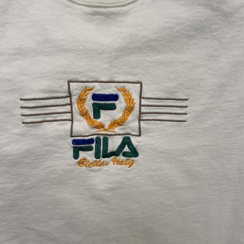 vintage Fila Biella Italia sudadera hombres xl blanco 1990s italia imagen 2