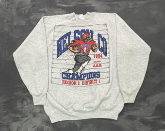 Vintage Nelson County Champions sweatshirt mens Large grey 1990s foootball USA