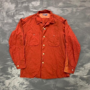 Camisa vintage de franela de lana Pendleton para hombre, talla pequeña, roja, años 90, cuello con presilla y bolsillos.