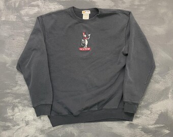 Moletom vintage Dr. Seuss Gato de Chapéu, tamanho G masculino, preto, desenho animado dos anos 90