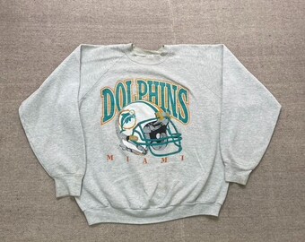 Vintage Miami Dolphins sweatshirt mens Large Gray 1990s NFL Helmet