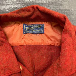 vintage Pendleton wool flannel shirt Mens Small red 1990s loop collar pockets image 2