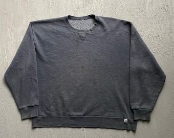 Vintage Russell Athletic Sweatshirt Mens XL Grey 90s Blank V-Stitch Crewneck